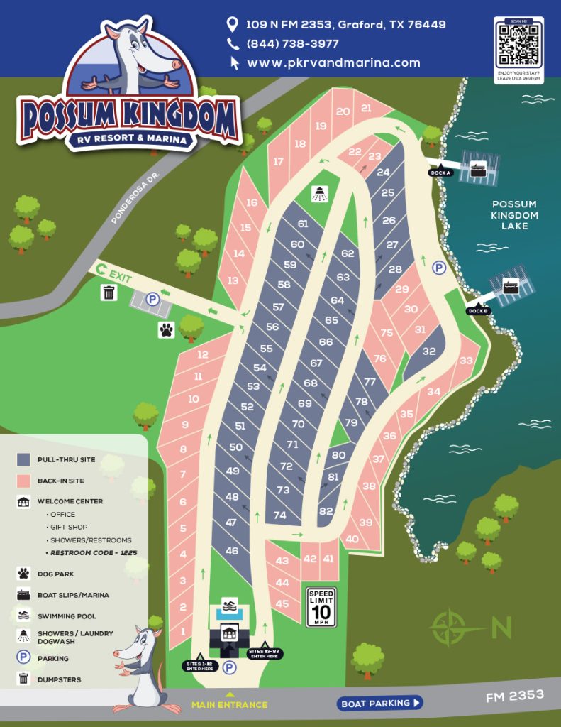 2024 Possum Kingdom RV Marina Park map
