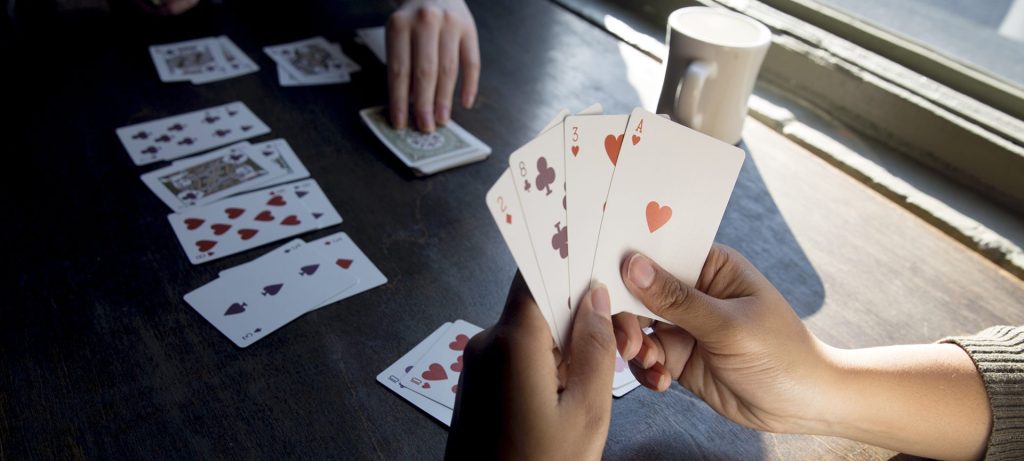 playing cards in campground